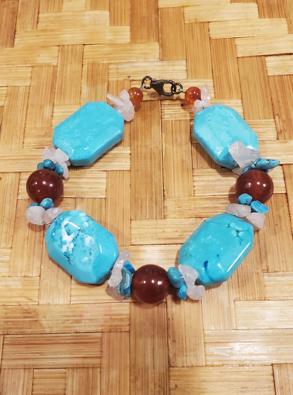Turquoise Carnelian Sterling silver bracelet